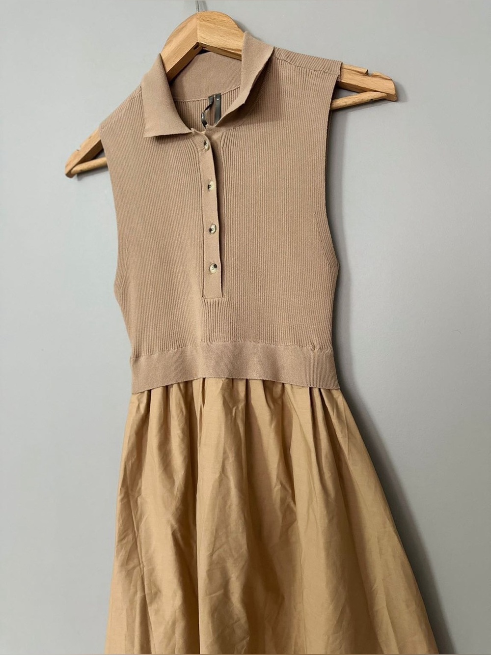Anthropologie Sleeveless Polo Midi Dress in Tan - Picture 6 of 8